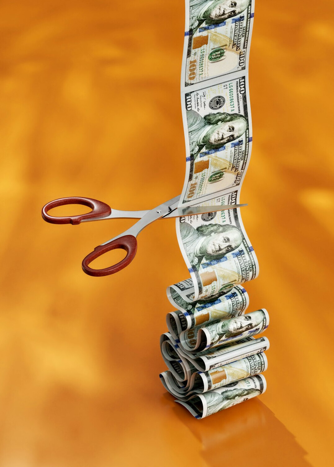 stack of bills decreasing over time