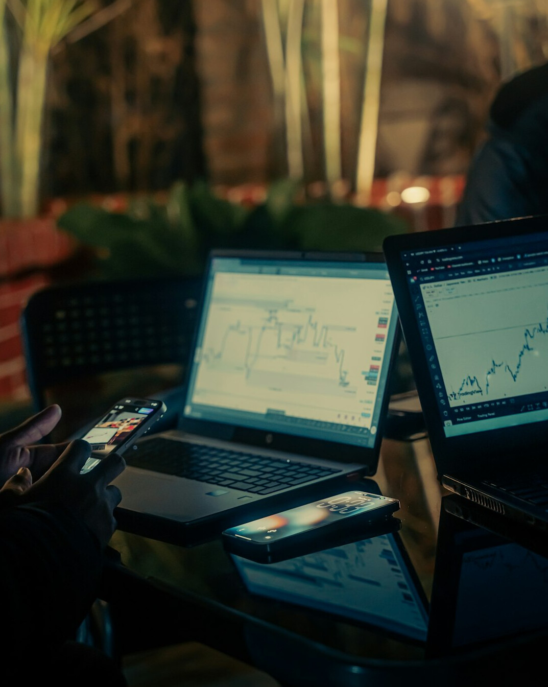 investor reviewing charts on laptop